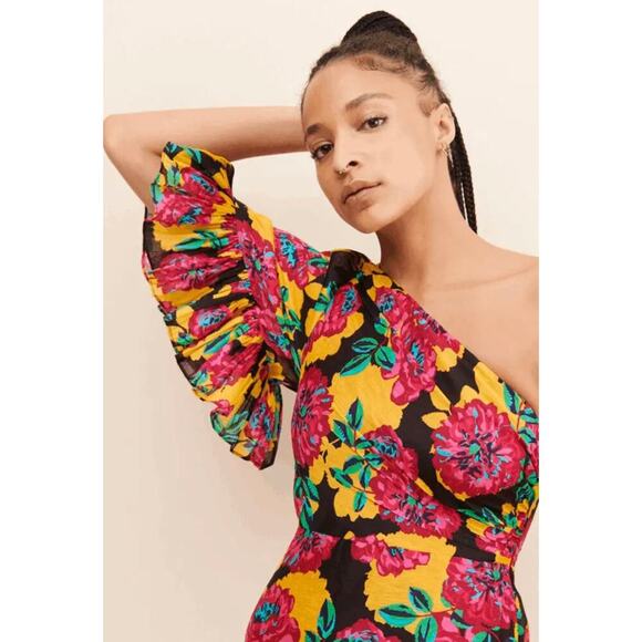 La Maison Talulah Barcelona Bloom One Shoulder Floral Mini Dress Size M - Picture 4 of 9